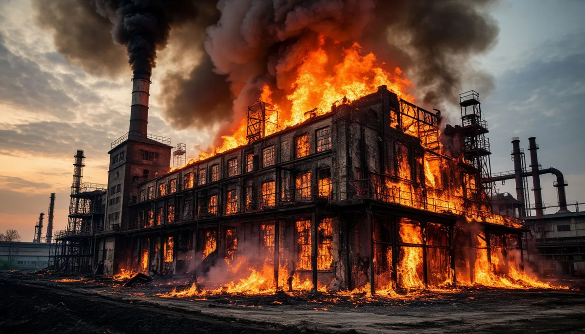 Кременчугский НПЗ в огне. Фото из открытых источников.