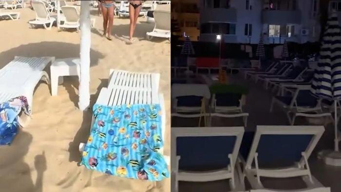 «Шезлонговая война» началась у российских туристов в отелях Турции, Египта и других стран. Обложка © Telegram / SHOT