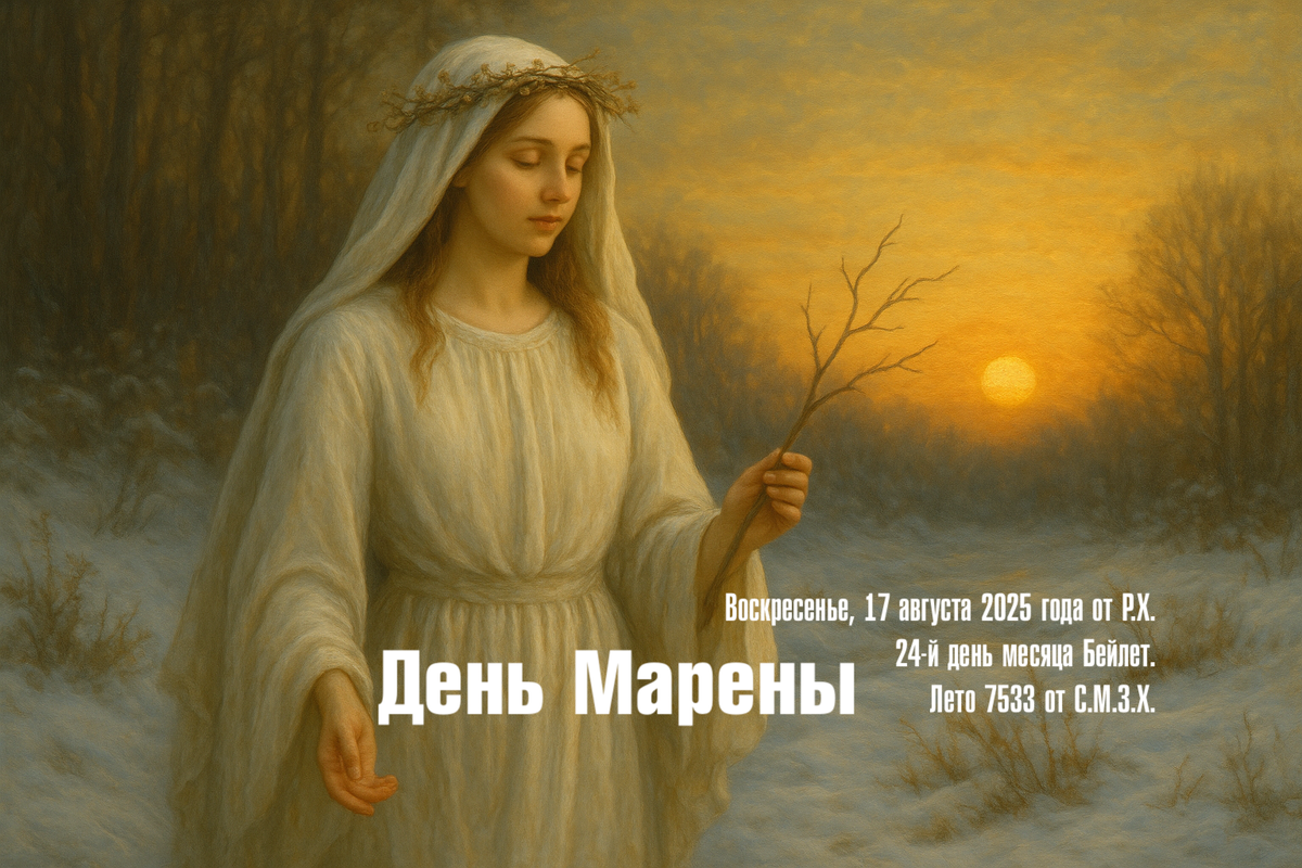 И вышла Марена в белых одеждах, и снег лёг на поля. 
Но знали люди, что за её следом придёт новая весна. 
Так сменяются времена, и так очищается душа.