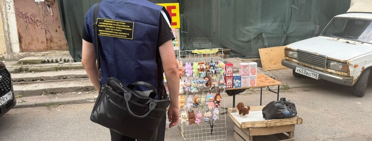    Сотрудник комитета по вопросам законности, правопорядка и безопасности Петербурга во время рейда на территории Апраксина двора, август 2025 года. Автор фото: Пресс-служба комитет по вопросам законности, правопорядка и безопасности Петербурга.