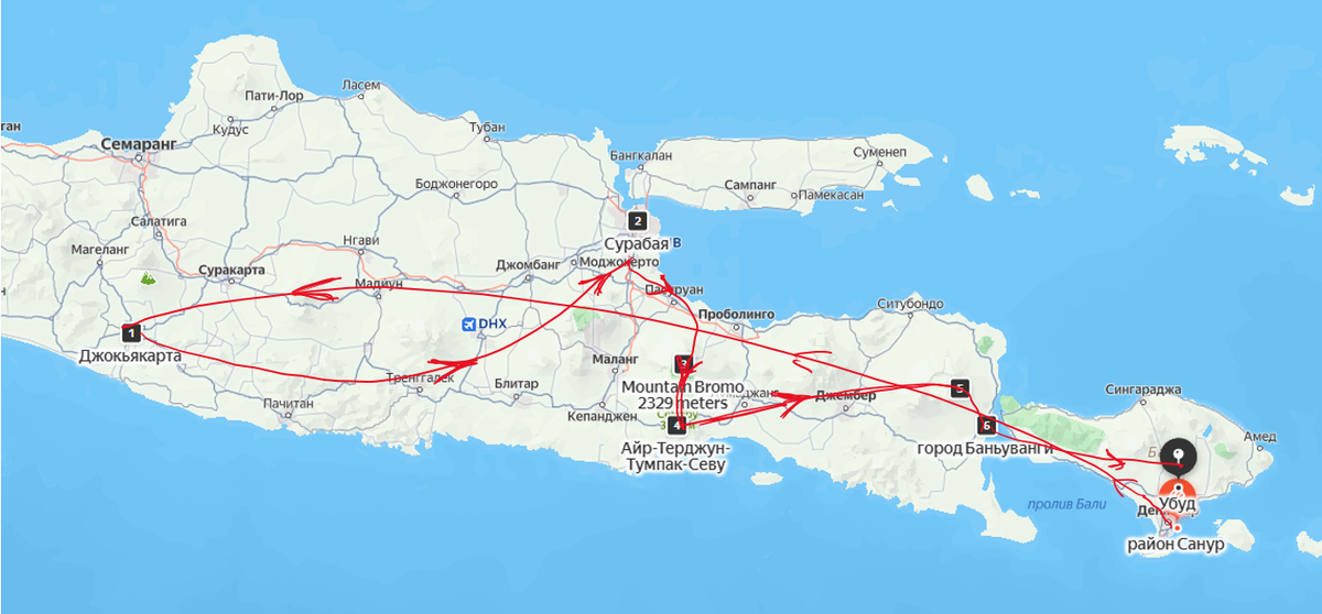 Маршрут по Яве