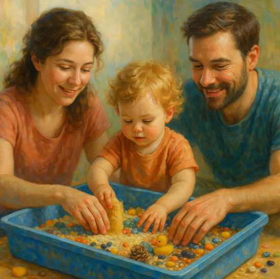 Развитие тактильных ощущений через сенсорные коробки 