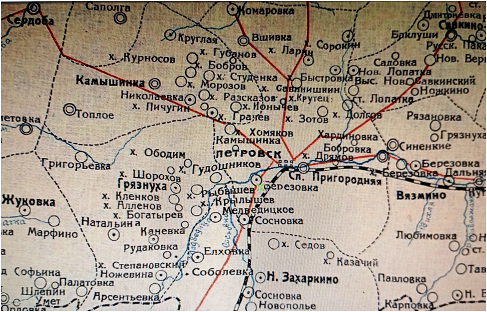 Карта Петровского уезда Саратовской губернии 1912 года