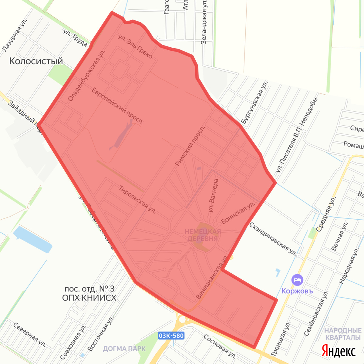 Карта: территория жилого района «Европея»