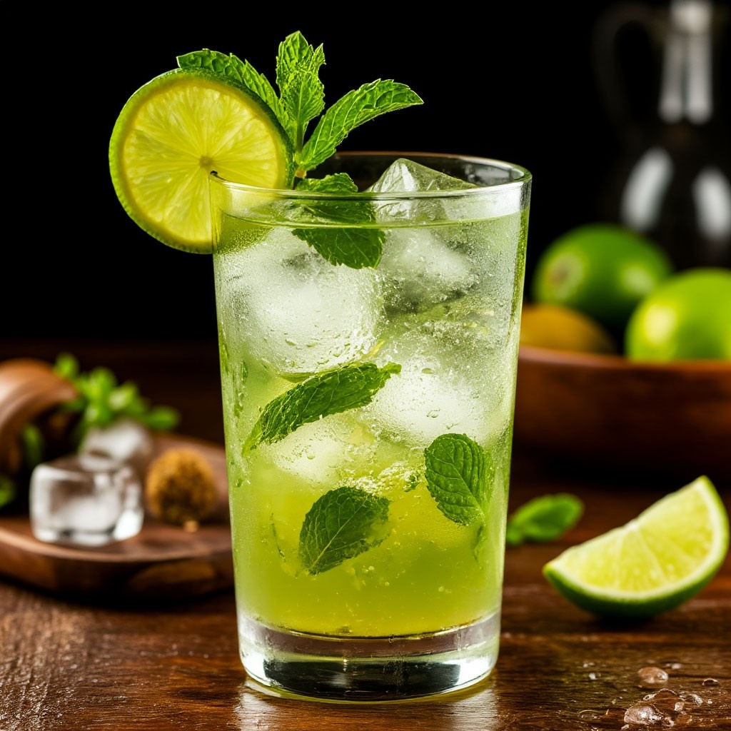 Махито со льдом в жаркий летний день.