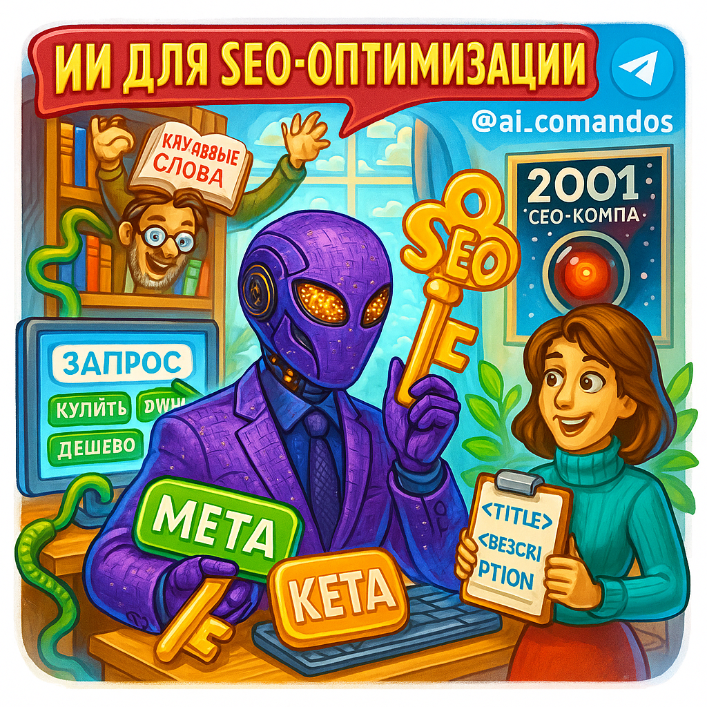    ИИ-SEO за 1 час: [АВТО]подбор ключей и [АВТО]мета-теги с конверсией 300% для новичков Дмитрий Попов | Comandos.ai