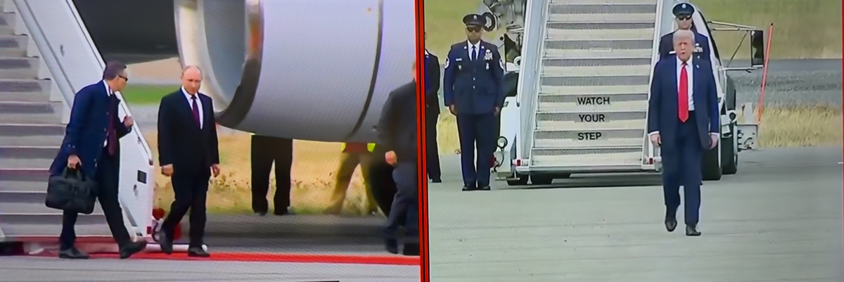 Телеканал FoxNews для удобства разделил экран пополам, чтобы зритель видел, как синхронно двигались президенты навстречу друг другу 