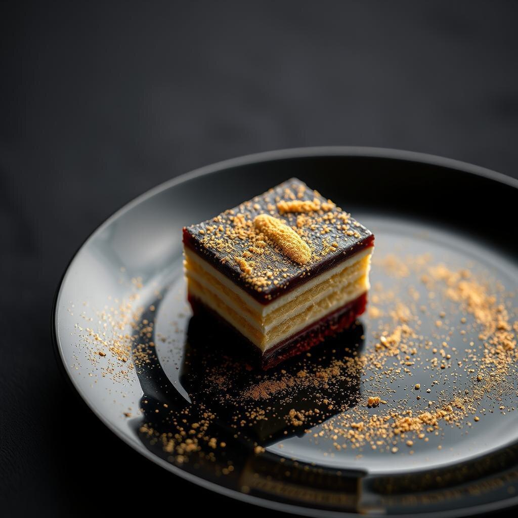 десерт с золотым напылением 