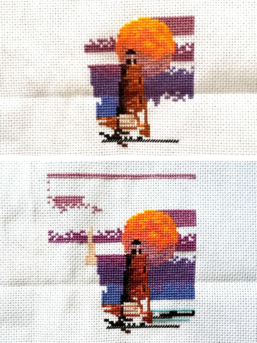 Сверху - что было на прошлой неделе, а внизу - что вышила на этой неделе