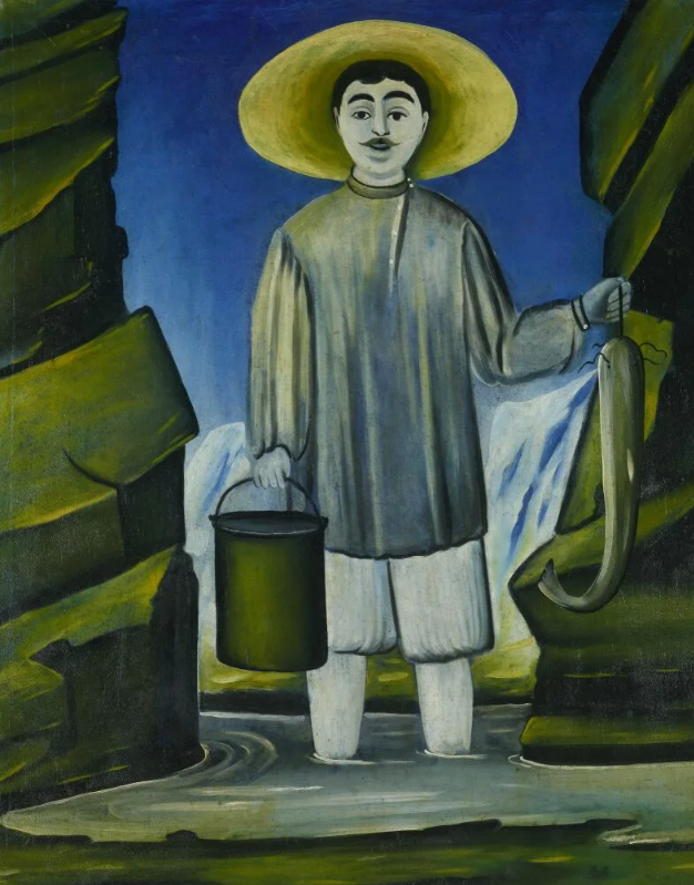 Рыбак среди скал