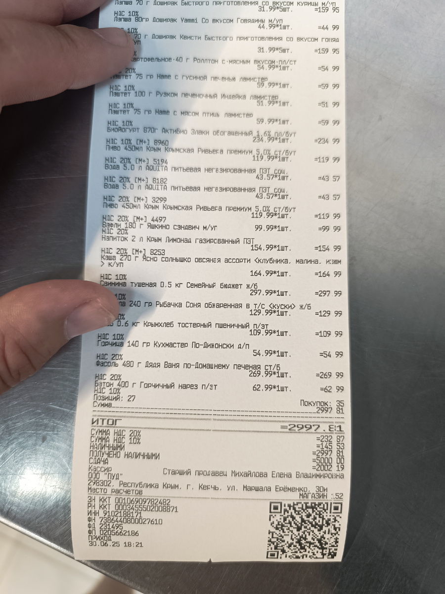 первый пак продуктов на 4 ночи, больше ничего не докупали кроме воды и пива )) еды даже много оказалось - приходилось кушать даже если не сильно хочешь ))) 