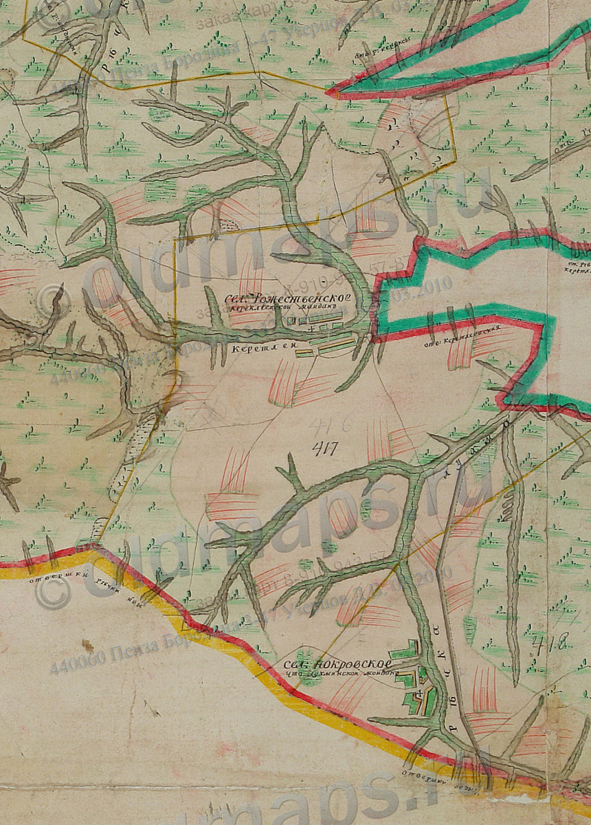 Фрагмент плана Генерального межевания Наровчатского уезда. Конец XVIII в.