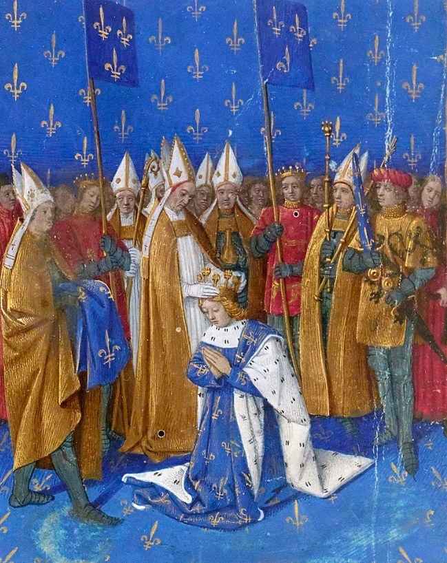 Коронация Карла VI. Миниатюра из «Больших французских хроник».