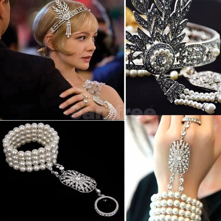 Дизайнер украшений Кэтрин Мартин изучала архивные фото ар-деко 1920-х и вручную изготавливала каждое кольцо и серьгу, чтобы свет, падающий на серебро, отражался идеально в кадре. Интересно, что одна пара серёжек была покрыта слоем серебра и крошечными стразами, чтобы «сверкать как истинное золото» на экране.