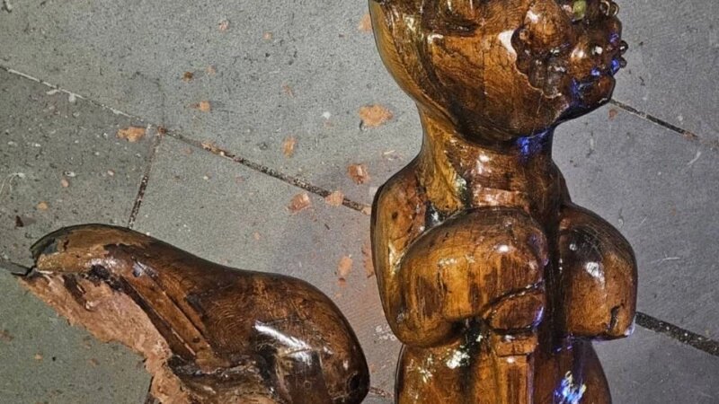     Деревянная скульптура кота. СУ СК России по Саратовской области.