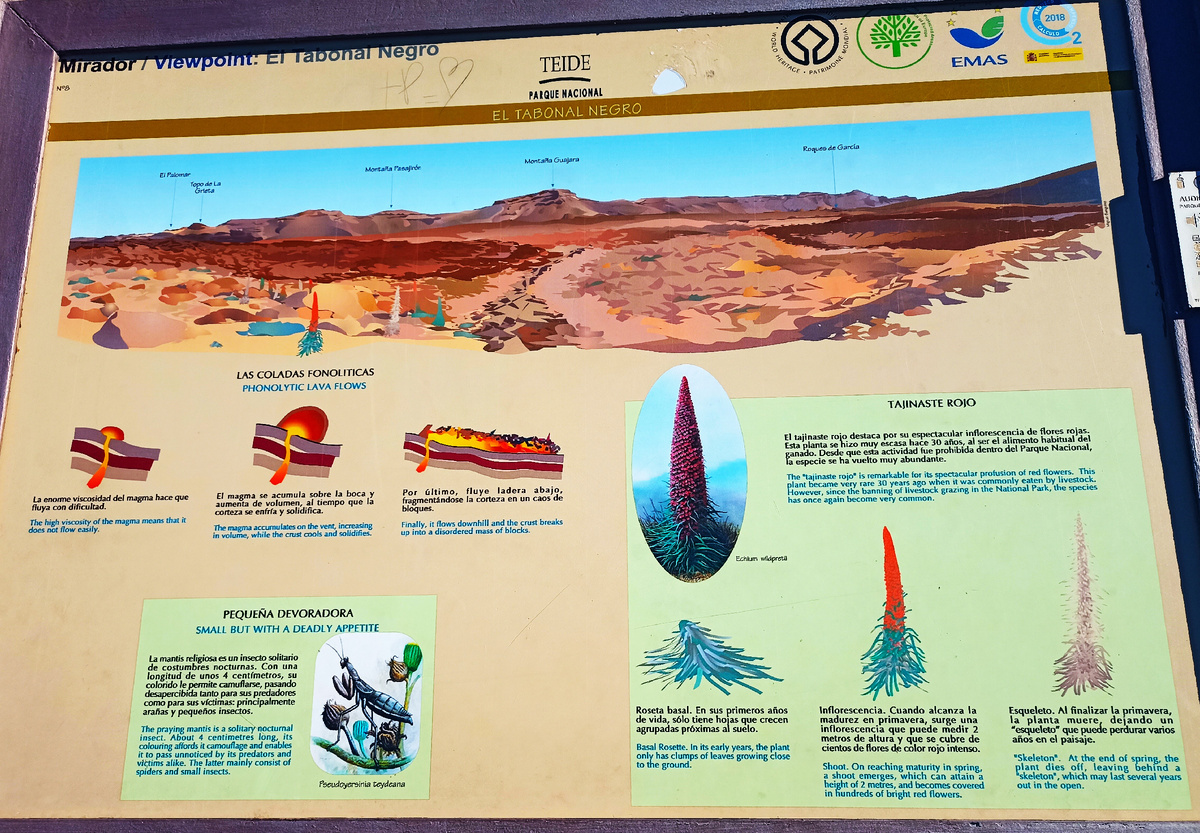 Информационный щит в Национальном парке Тейде