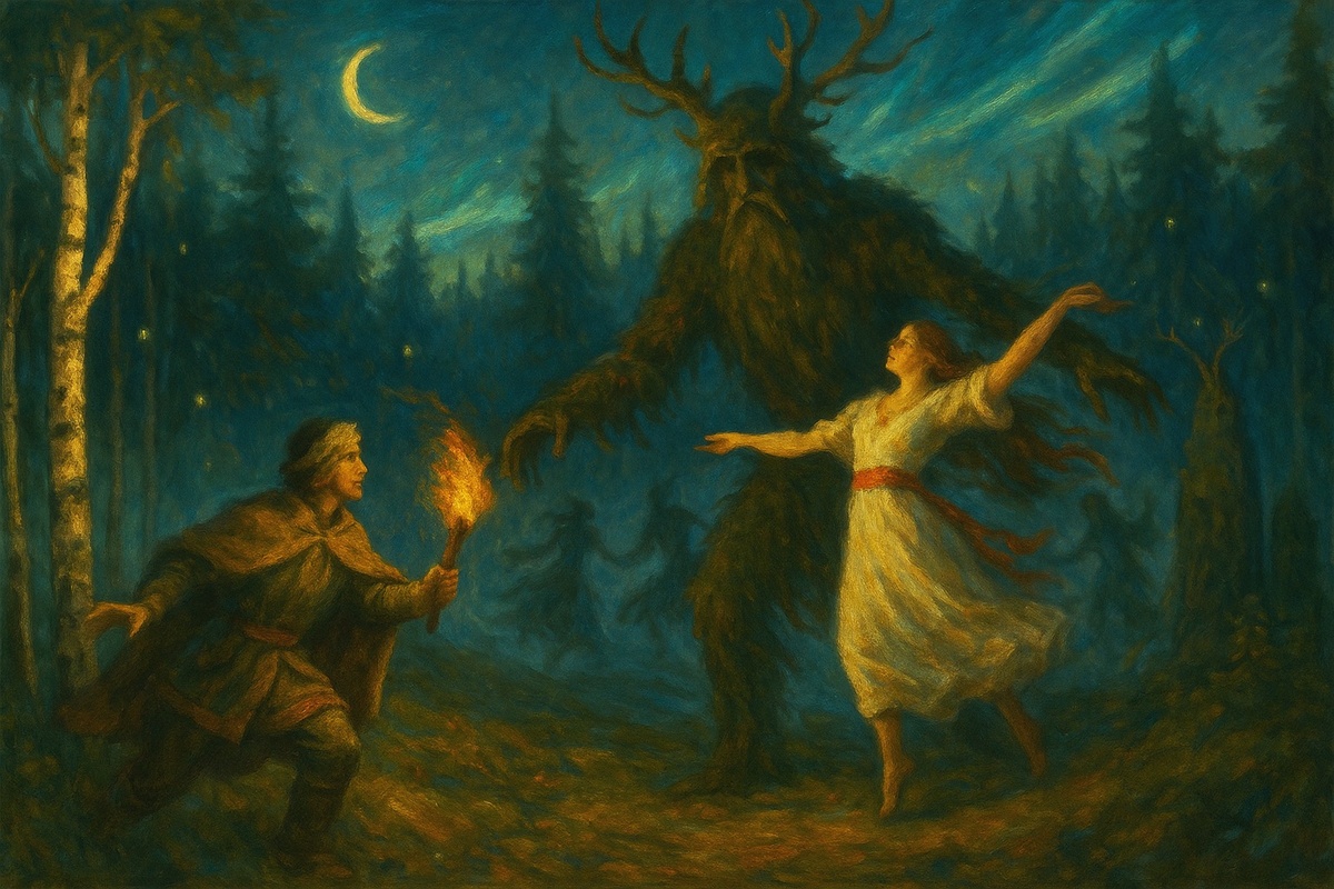 Охотник бросает вызов лесному духу, чтобы вернуть невесту.