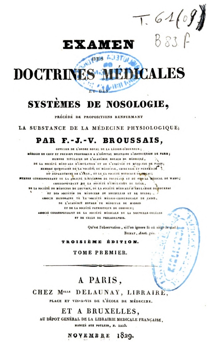 Первая страница труда Франсуа Бруссе