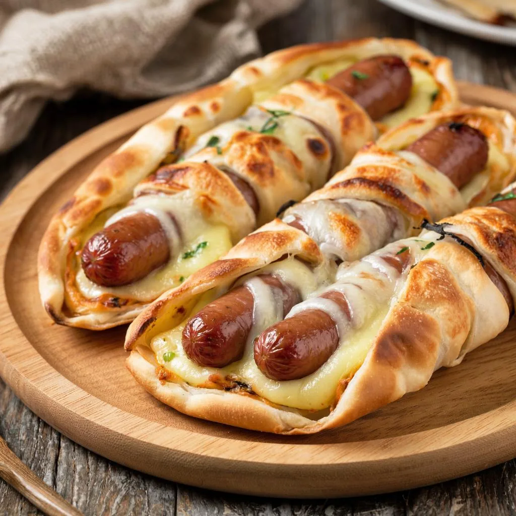 Вкуснейшие сосиски с сыром в лаваше