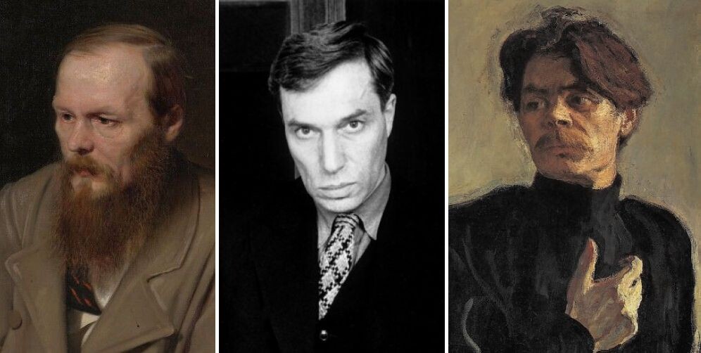 Слева направо: Фёдор Достоевский, Борис Пастернак, Максим Горький