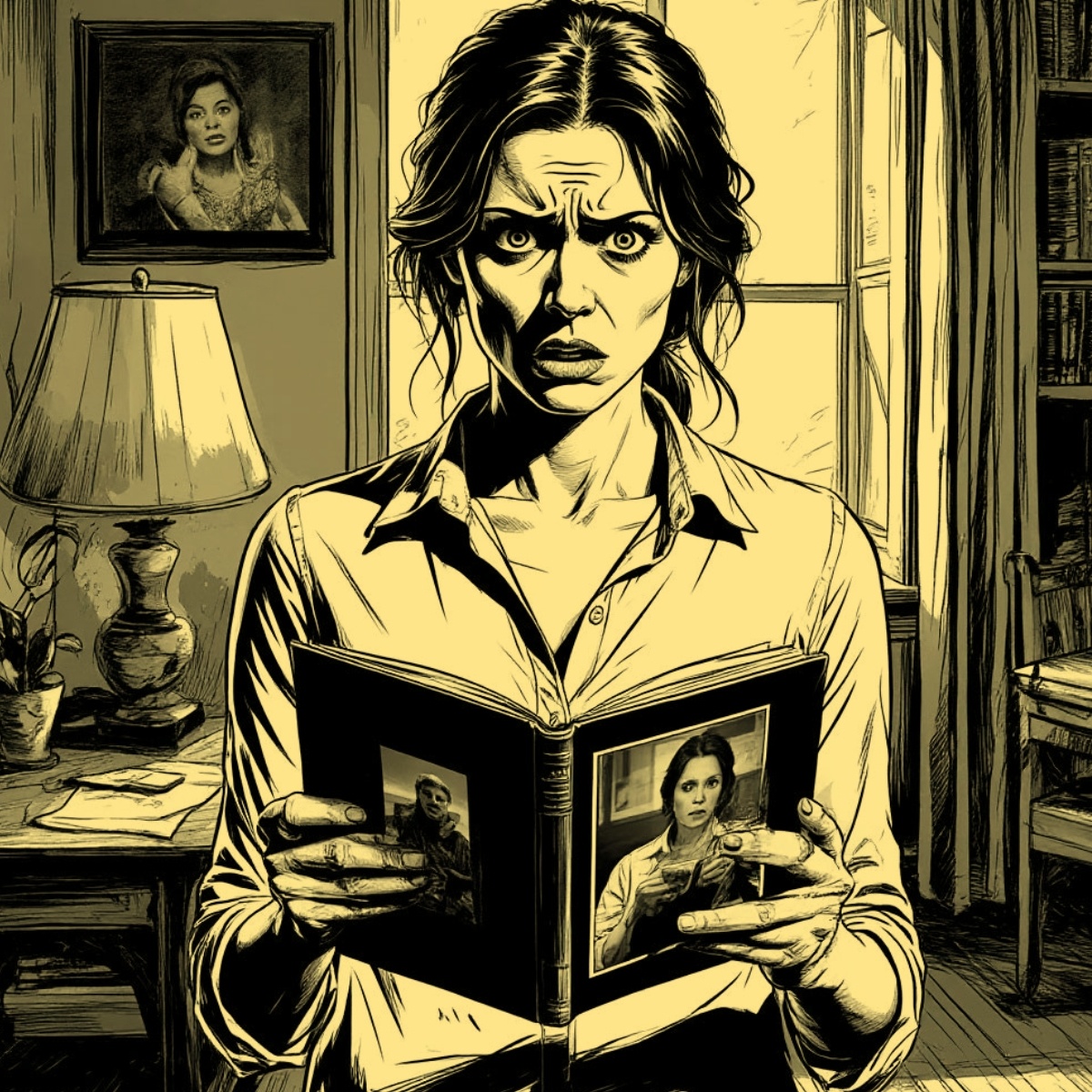 Она смотрела на нашу фотографию, сделанную много лет назад.