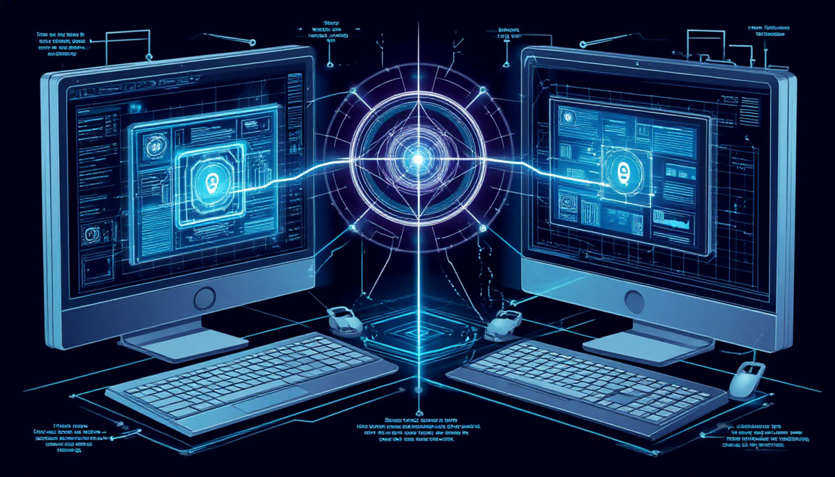 Схема передачи квантовых фотонов между двумя компьютерами