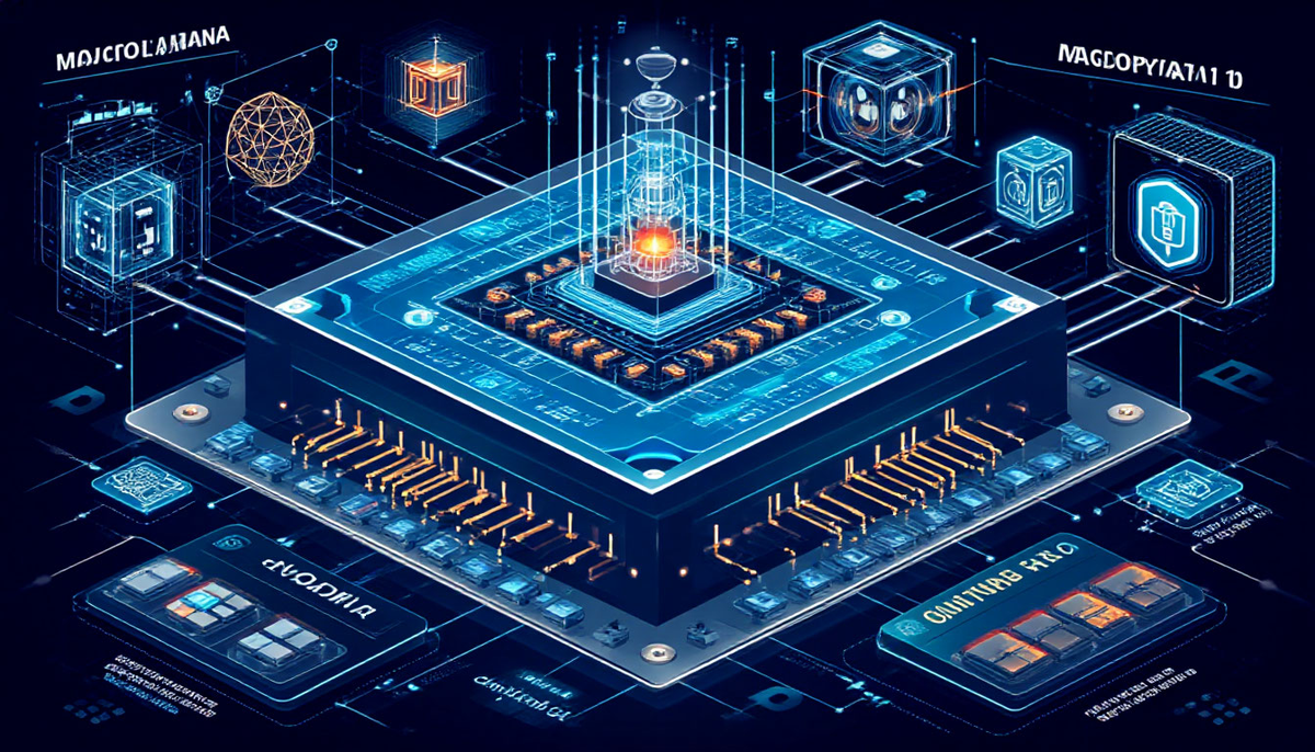 Схематическое изображение работы квантового процессора