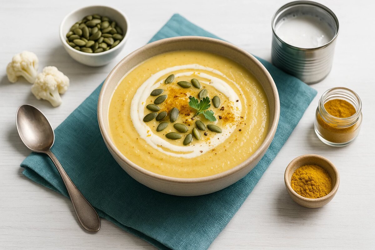 Крем-суп из цветной капусты с карри и кокосовым молоком