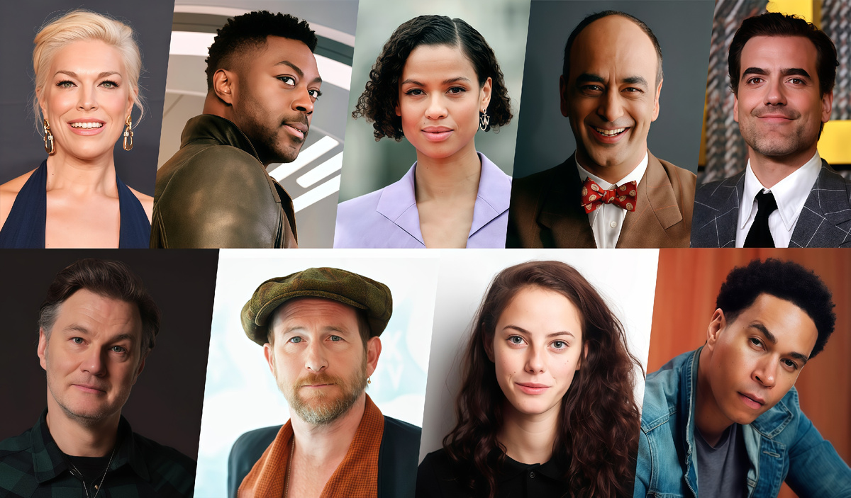 Слева направо: Ханна Уоддингэм, Дэвид Аджала, Гугу Эмбата-Ро, Арт Малик, Дэниэл Ингс, Дэвид Моррисси, Пол Кэй, Кая Скоделарио и Джон Макмиллан