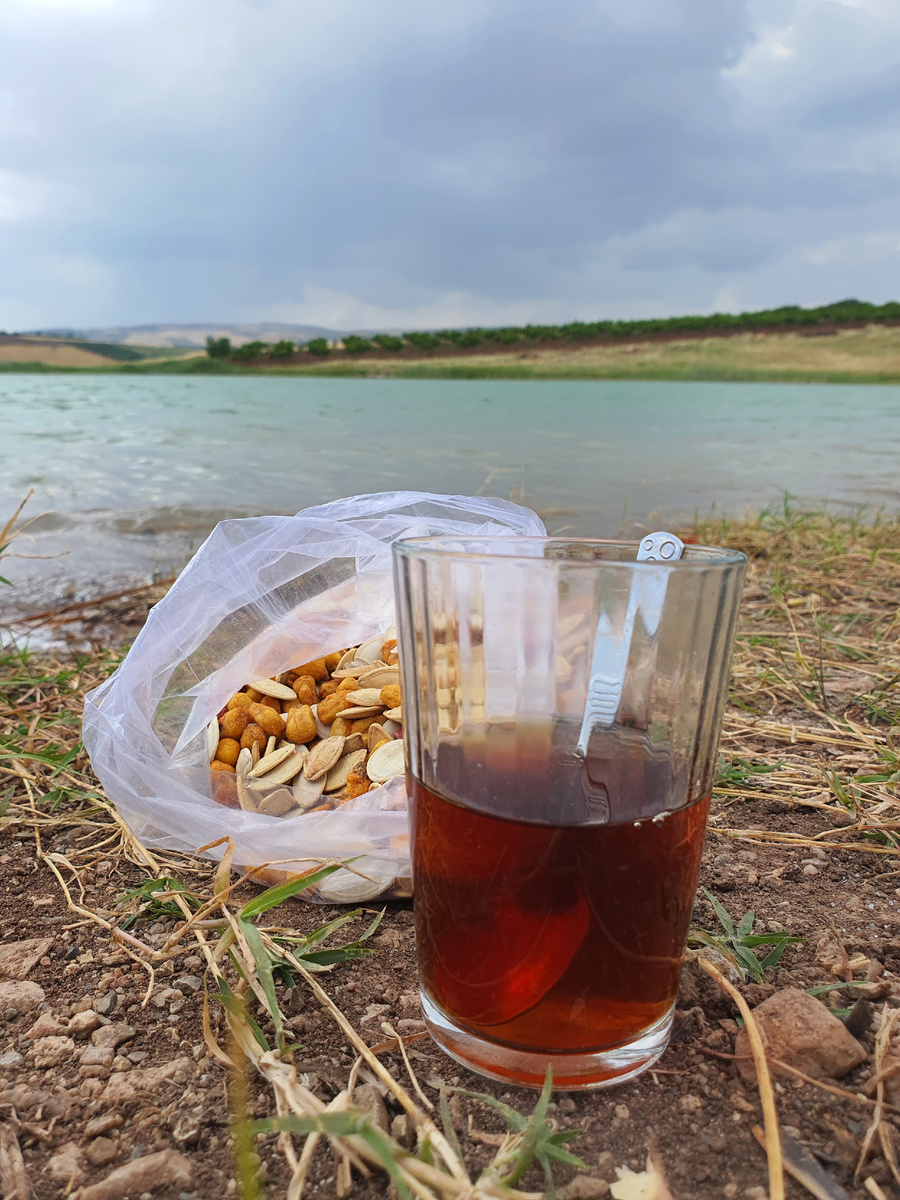 Чай из чайника на дровах, семечки - отличный пикник на озере в деревне