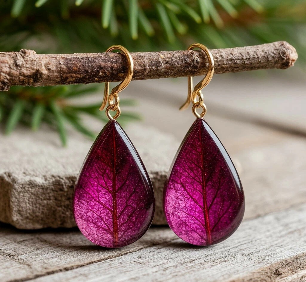 Серьги из смолы и амаранта