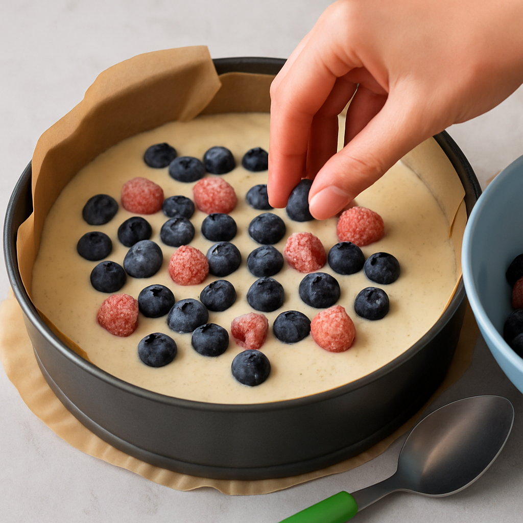 Замороженную малину предварительно нужно обвалять в муке!