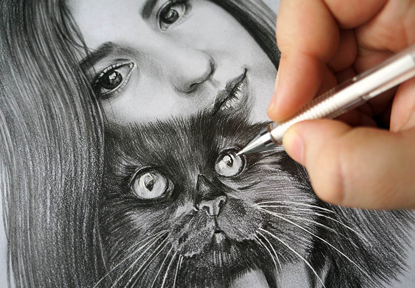 Последние штрихи над портретом победительницы конкурса в ВК! Художник и автор фото Корягина Светлана (Корга Арт)