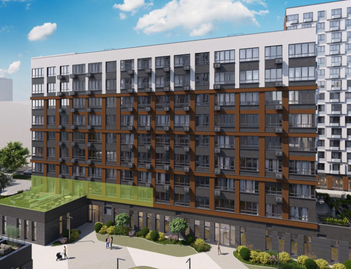 Расположение квартиры в доме выделено зеленым маркером