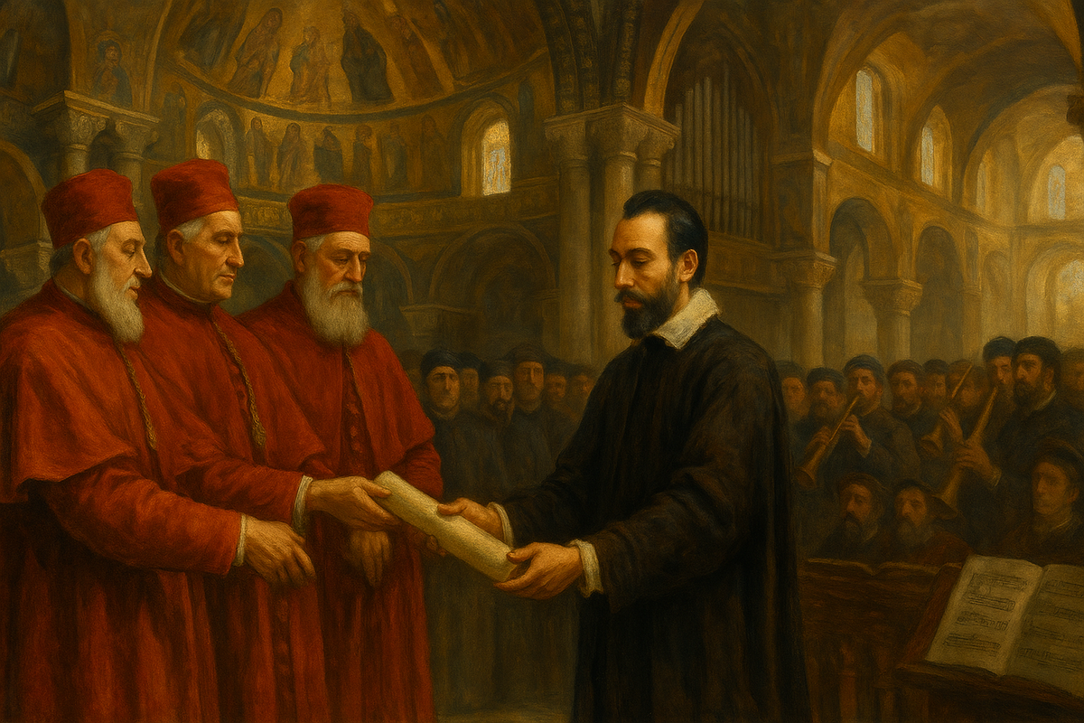 Назначение Клаудио Монтеверди на должность капельмейстера в соборе Сан-Марко.