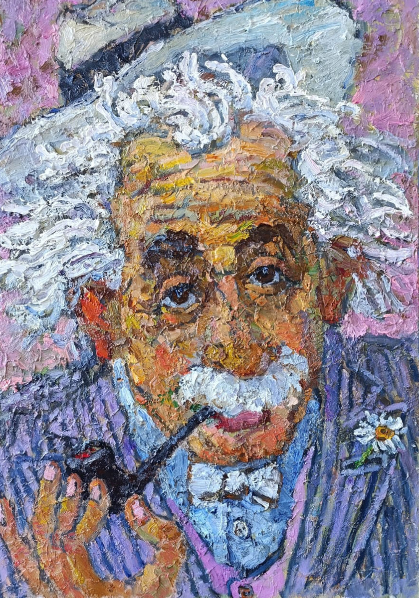 Полина Горецкая "Эйнштейн" 2025, огралит, масло 104х72