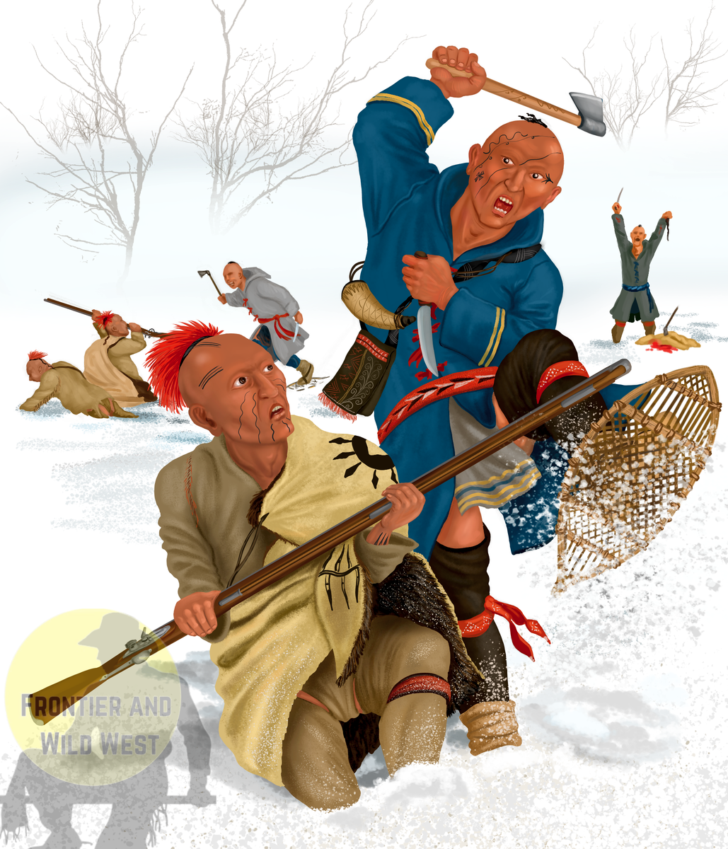 Бой ирокезов и гуронов против фоксов зимой 1731/1732 гг. на реке Висконсин