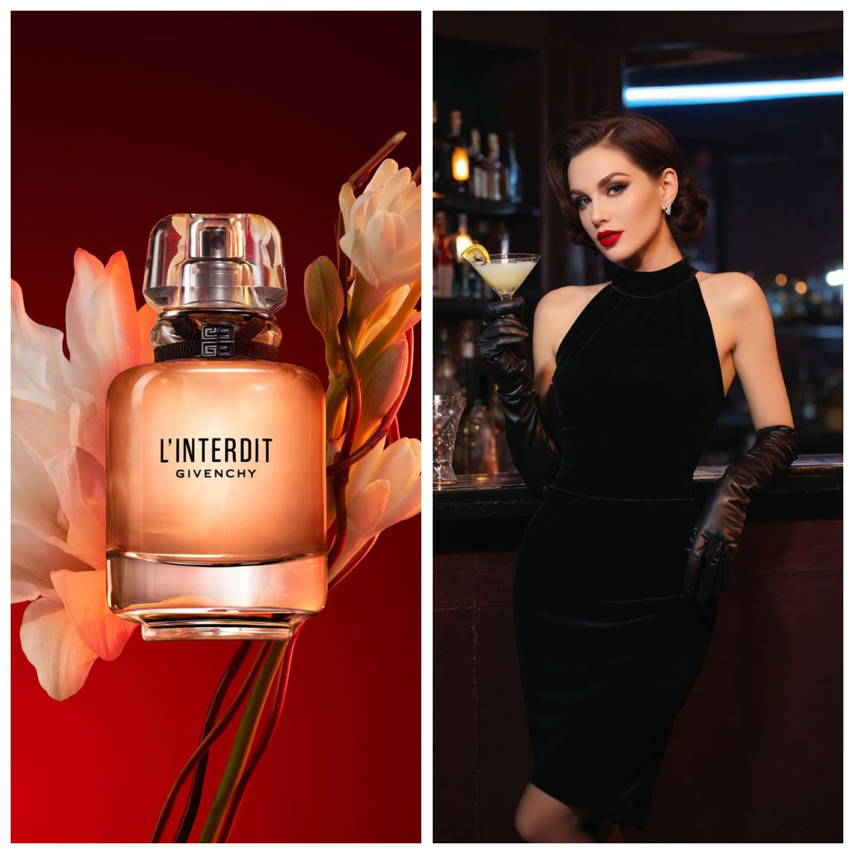 L'Interdit Eau de Parfum Верхние ноты: Груша и Бергамот; средние ноты: Тубероза, Цветок апельсина и Жасмин Самбак; базовые ноты: Пачули, Ваниль, Ambroxan и Ветивер.