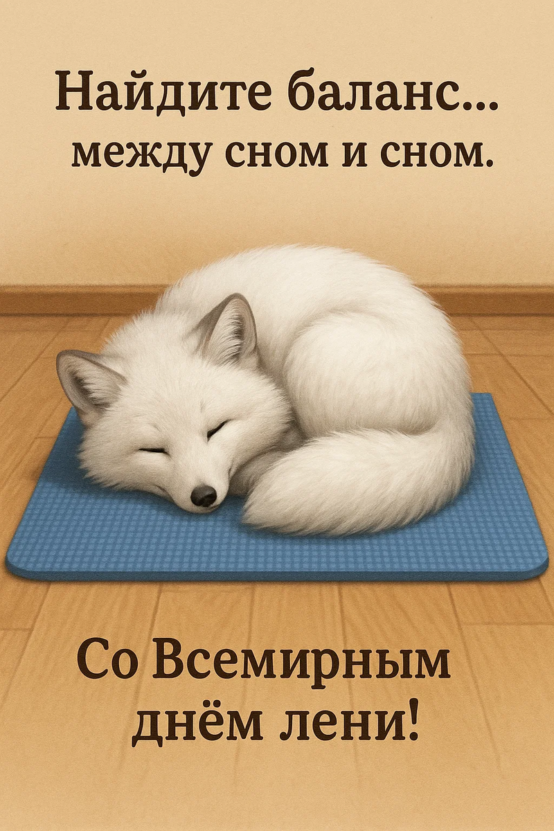 Открытка из серии «День лени» создана по моей задумке с помощью нейросети.