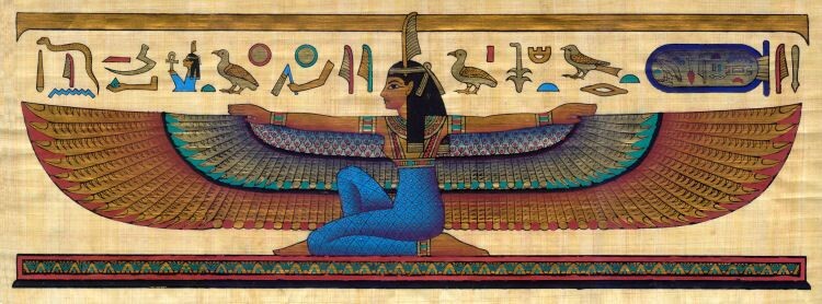 изображение древней богини истины и точности Маат, из свободного доступа Интернет