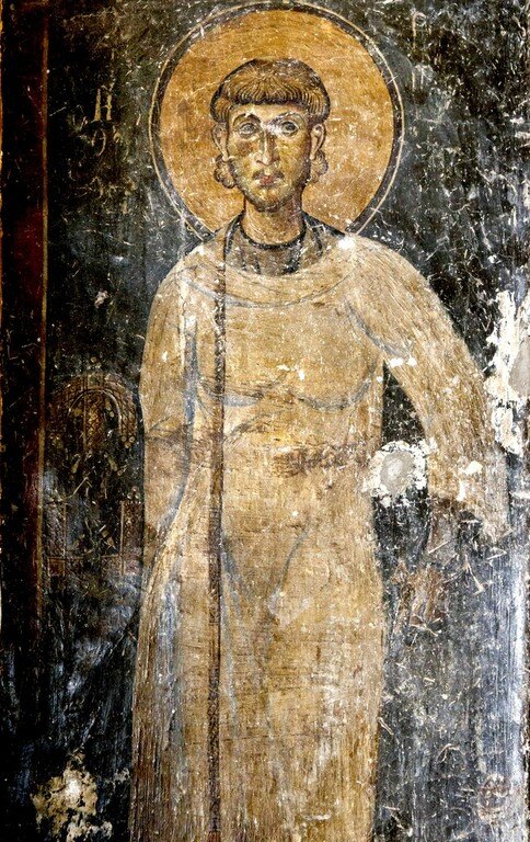 Преподобный Роман Сладкопевец. 12 в. Храм святых врачей в Кастории. Греция.