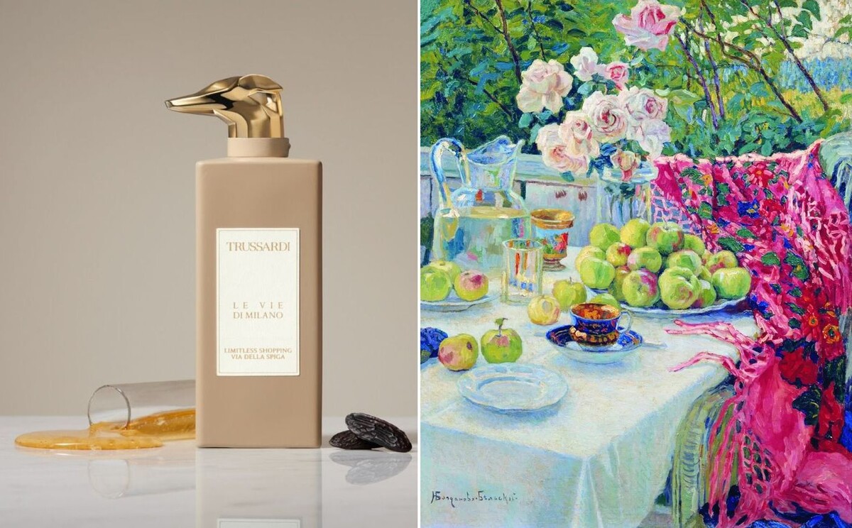 Парфюм Limitless Shopping Via della Spiga Trussardi и «Натюрморт» Николая Боганова-Бельского (1900-е, Луганский художественный музей)