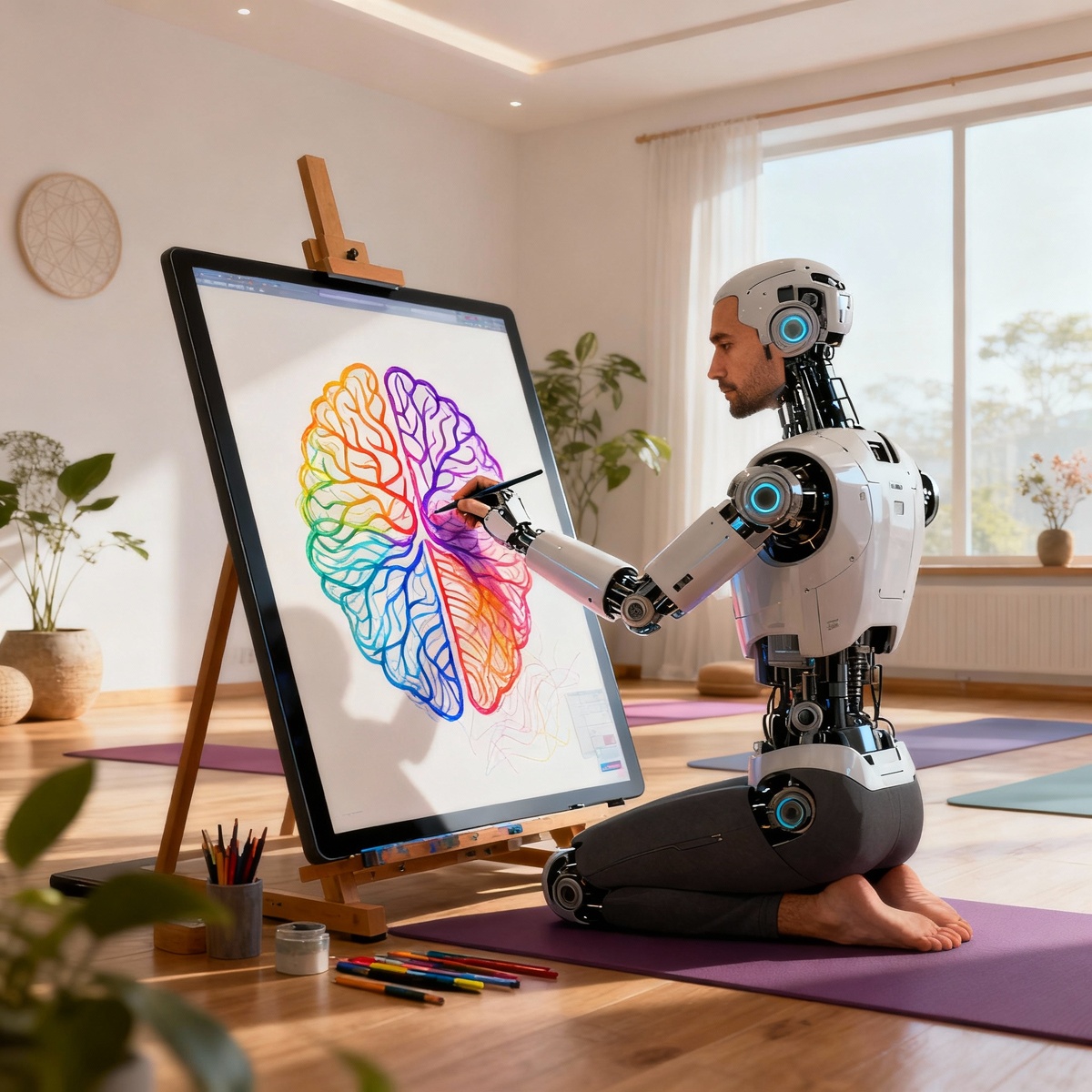 Робот - нейросеть рисует нейрографику