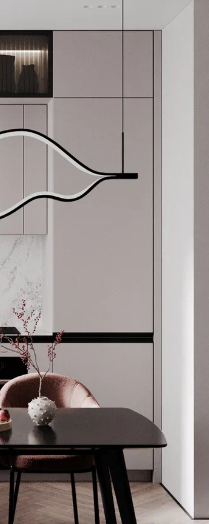 фальш планка у холодильника, у шкафа в нише, фасады на перегородке (изображения взяты с проекта lagrans)