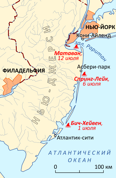 Карта нападений у побережья Нью-Джерси https://www.wikiwand.com/ru
