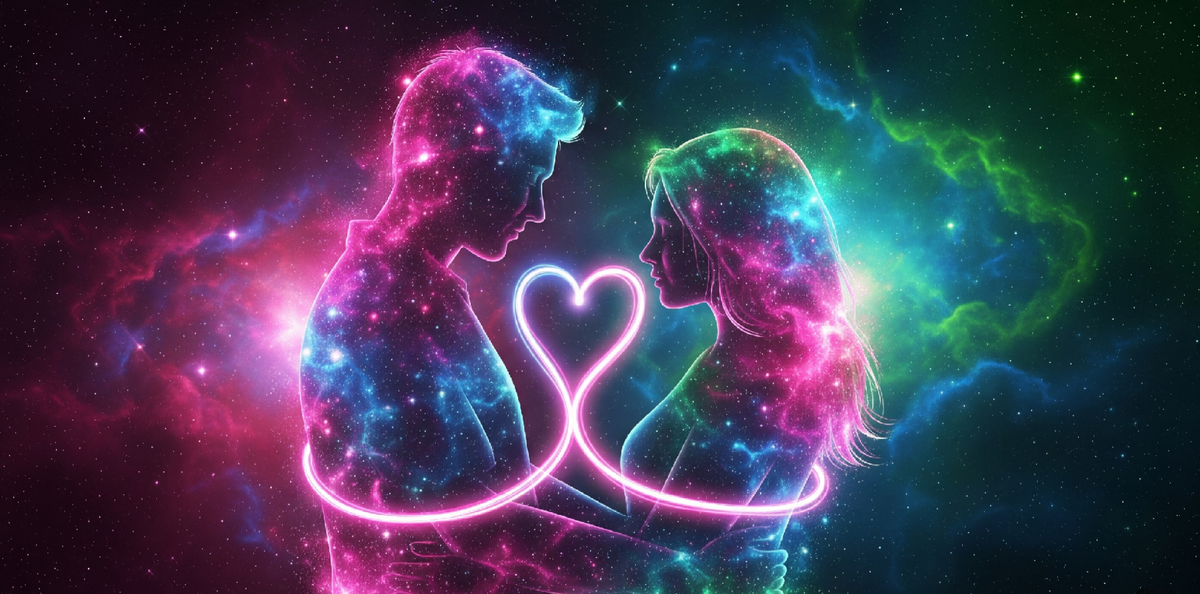 Любовь между человеком и представителем внеземной цивилизации. Risha Lozo. AI-генерация.