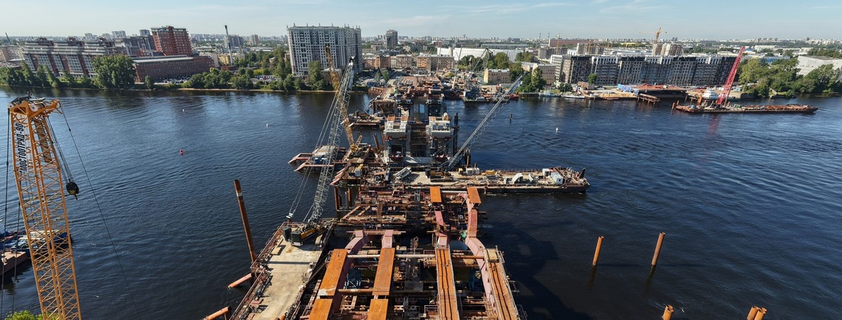    Строительство Большого Смоленского моста в Петербурге, август 2025 года. Автор фото: Пресс-служба администрации Петербурга
