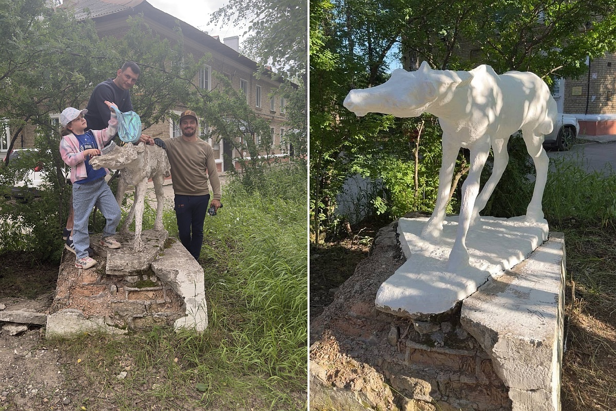    Неравнодушные жители Ухты купили материалы и отреставрировали скульптуру жеребенка. Работа над постаментом еще впереди. / vk.com/Сергей Лысенко