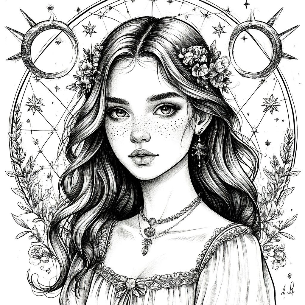 Знак зодиака - Дева. Изображение сгенерировано ИИ "Шедеврум"