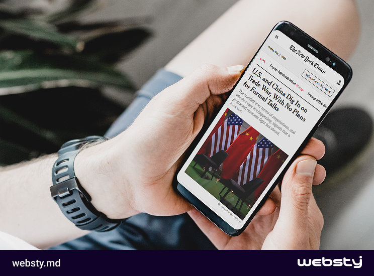 Exemplu de interfată a unui site web optimizat pentru dispozitive mobile.